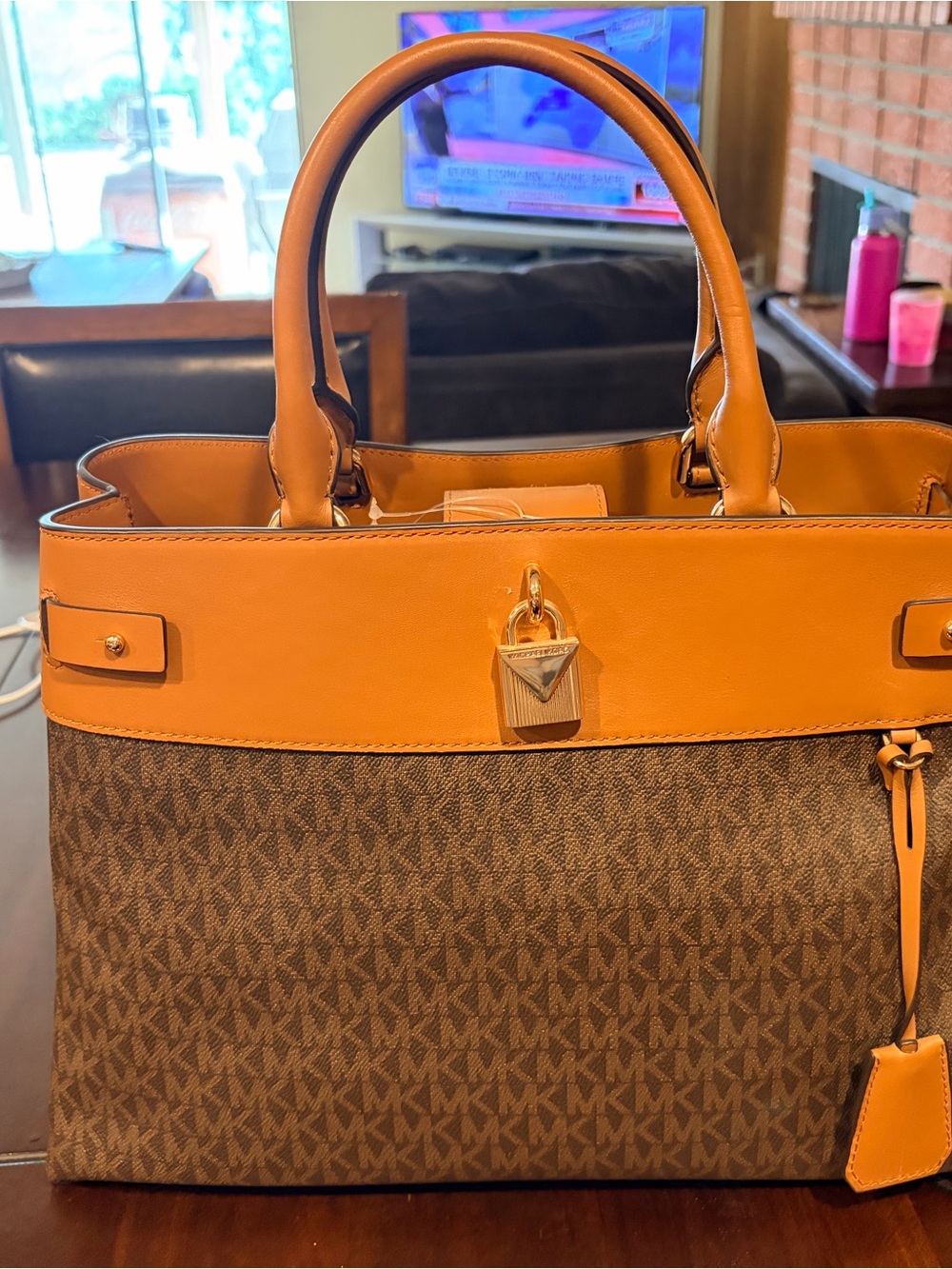 Michael Kors Brown MK Monogram Tote Gramercy Large Satchel NWT
